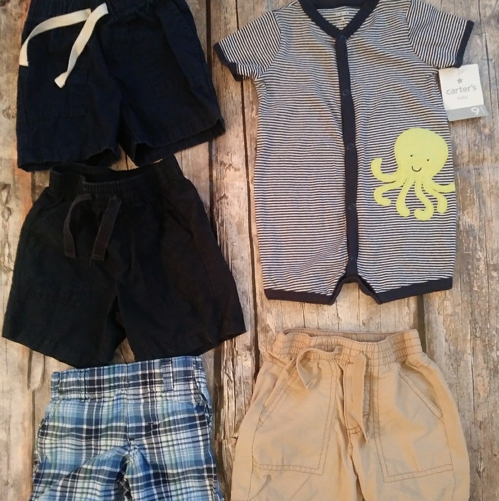 Baby Boy Summer lot romper & shorts 9-12